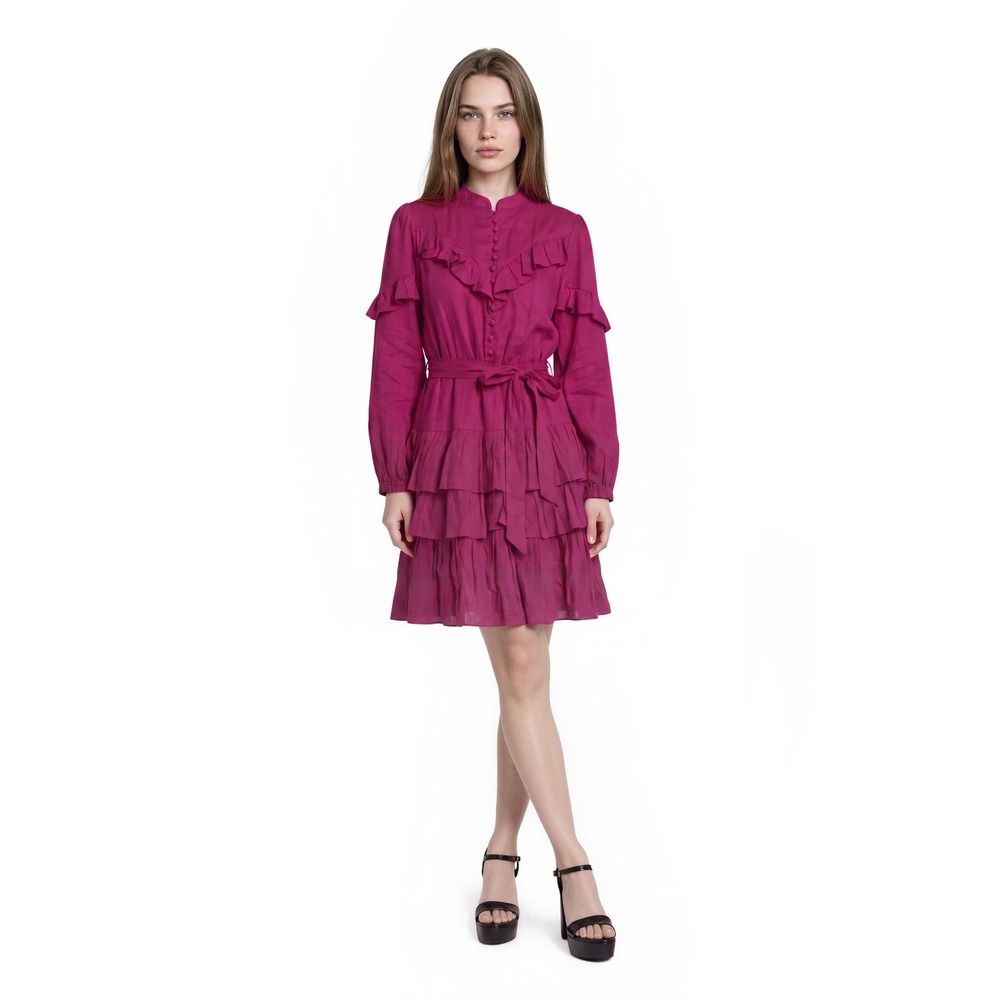 NWT A Loves A Anthropologie Tiered Hot Berry Ruffle Dress Women's Size Large